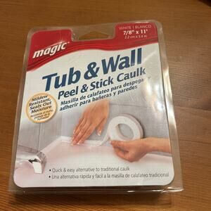 Magic Peel & Stick Caulk Tub & Wall WHITE 7/8" x 11' Bathtub Shower Water Seal